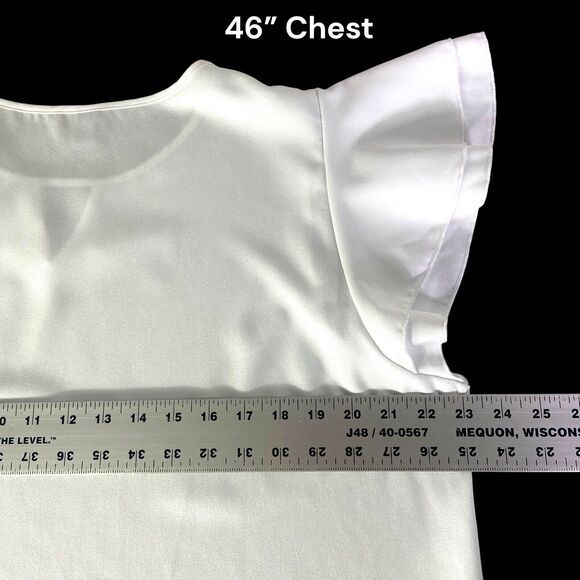 Shein Curve Womens White Top Pullover Short Ruffle Sleeve Blouse Plus Size 2XL - Picture 9 of 10